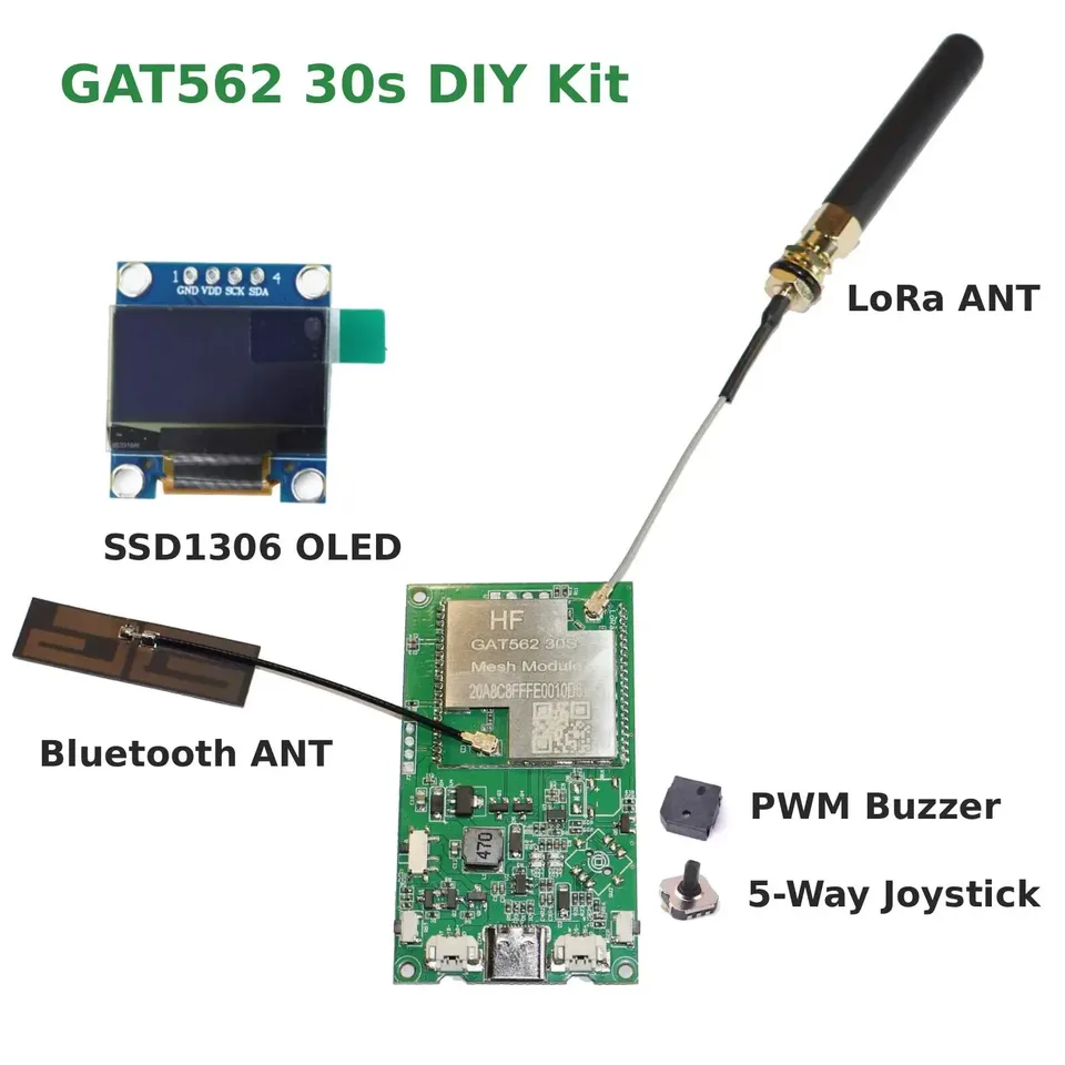 GAT562 30S DIY Kit z osobnym ekranem OLED, manipulatorem, brzęczykiem i antenami.