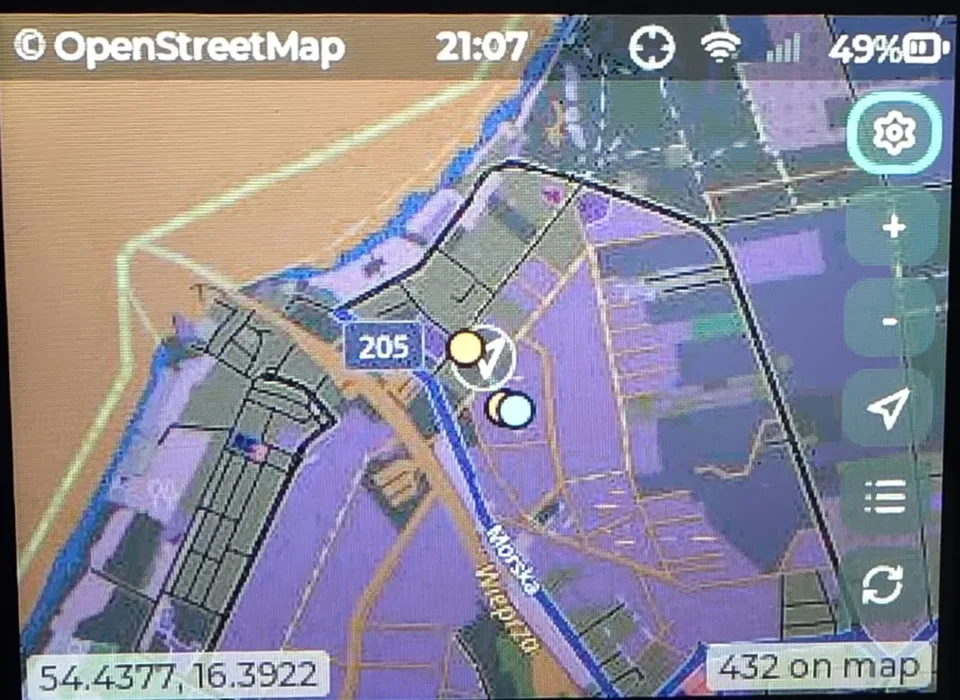 Mapa OpenStreetMap na ThinkNode M9
